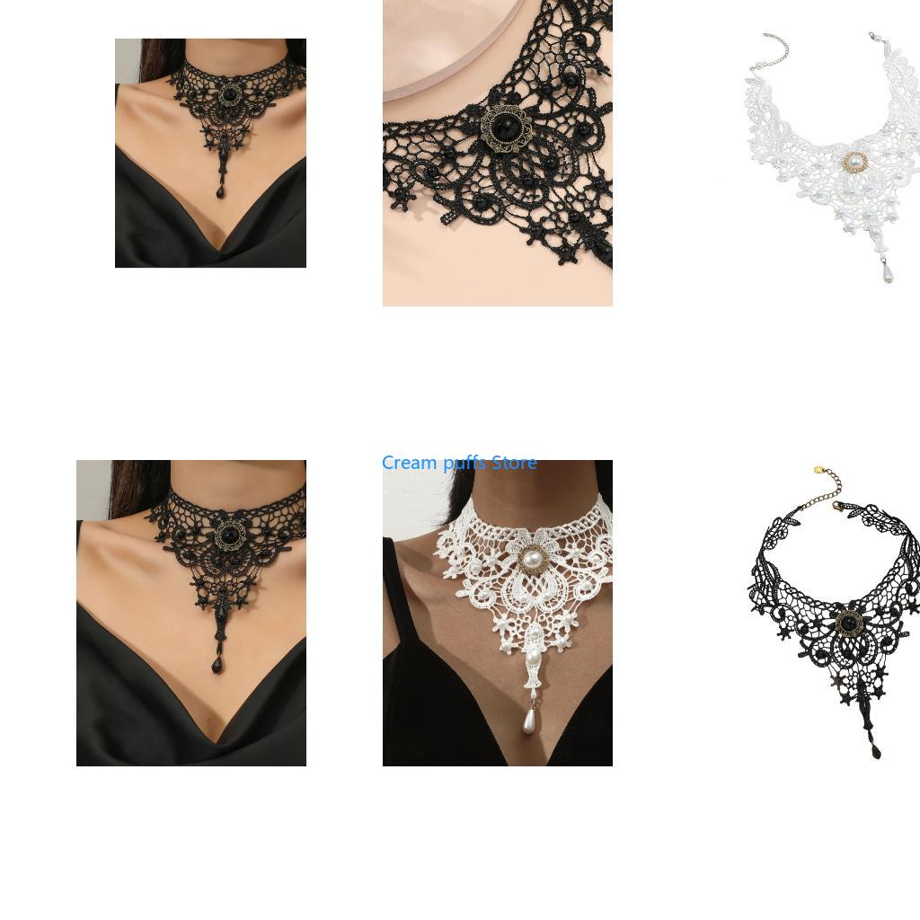 Crystal Choker Necklace - 50LE koronkowy Choker naszyjniki gotyckie Steampunk