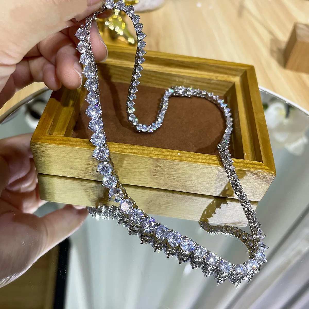 Crystal Choker Necklace - Luksusowy projektant 7MM Iced Out tenisowa