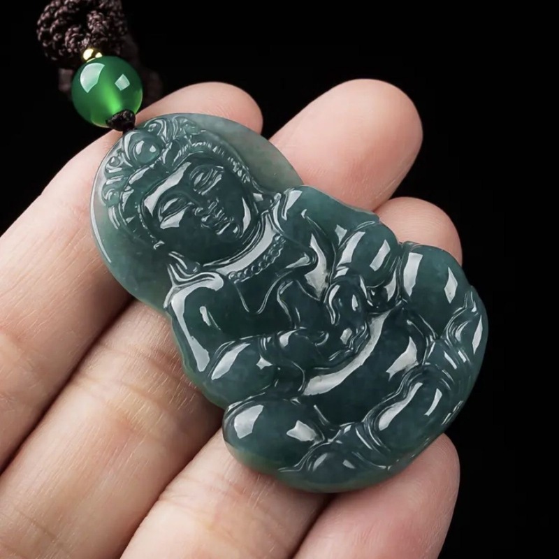 Jewelry & Watches Sp Zo O - Oryginalny amulet Guanyin klasy A, niebieski
