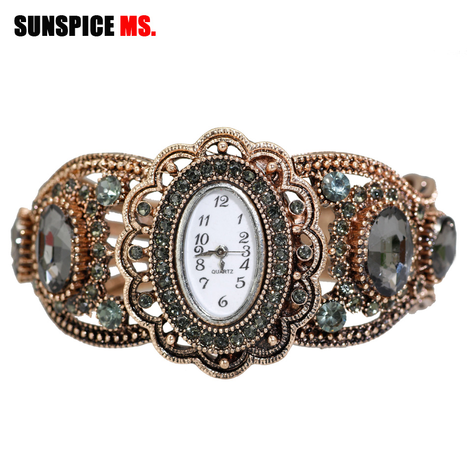 Indian Jewelry Watches - SUNSPICE-MS zegarek kwarcowy Retro Vintage bransoletka