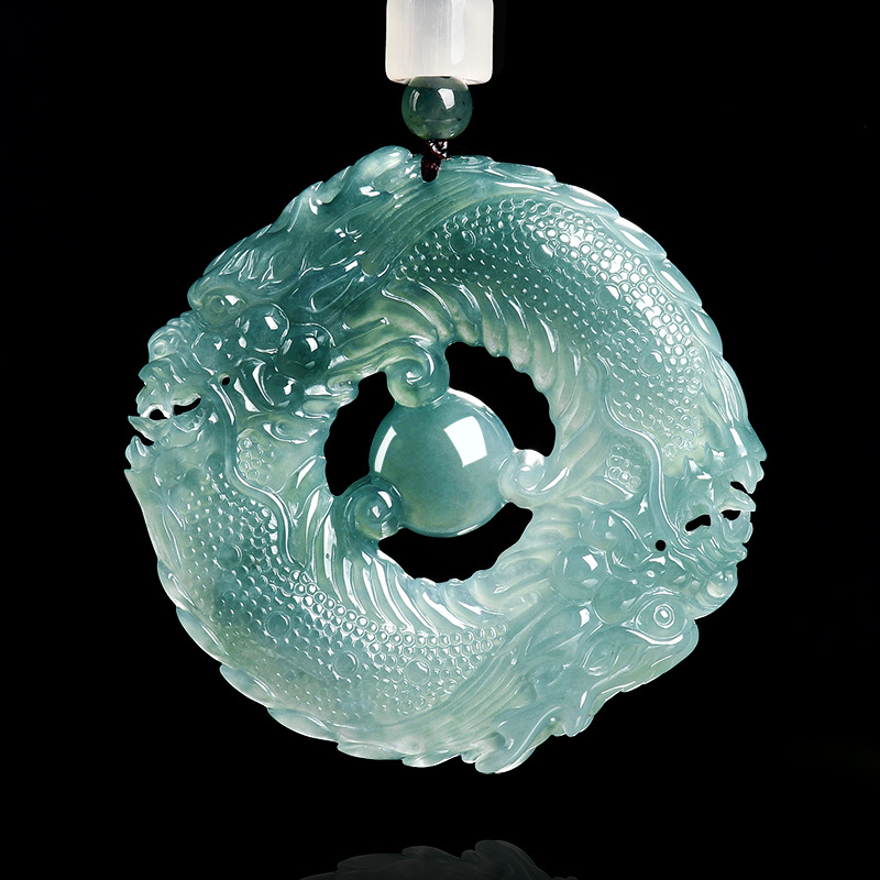 Jewelry & Watches Sp Zo O - Naturalny Prawdziwy Szmaragdowy Niebieski Jadeitowy Wisiorek