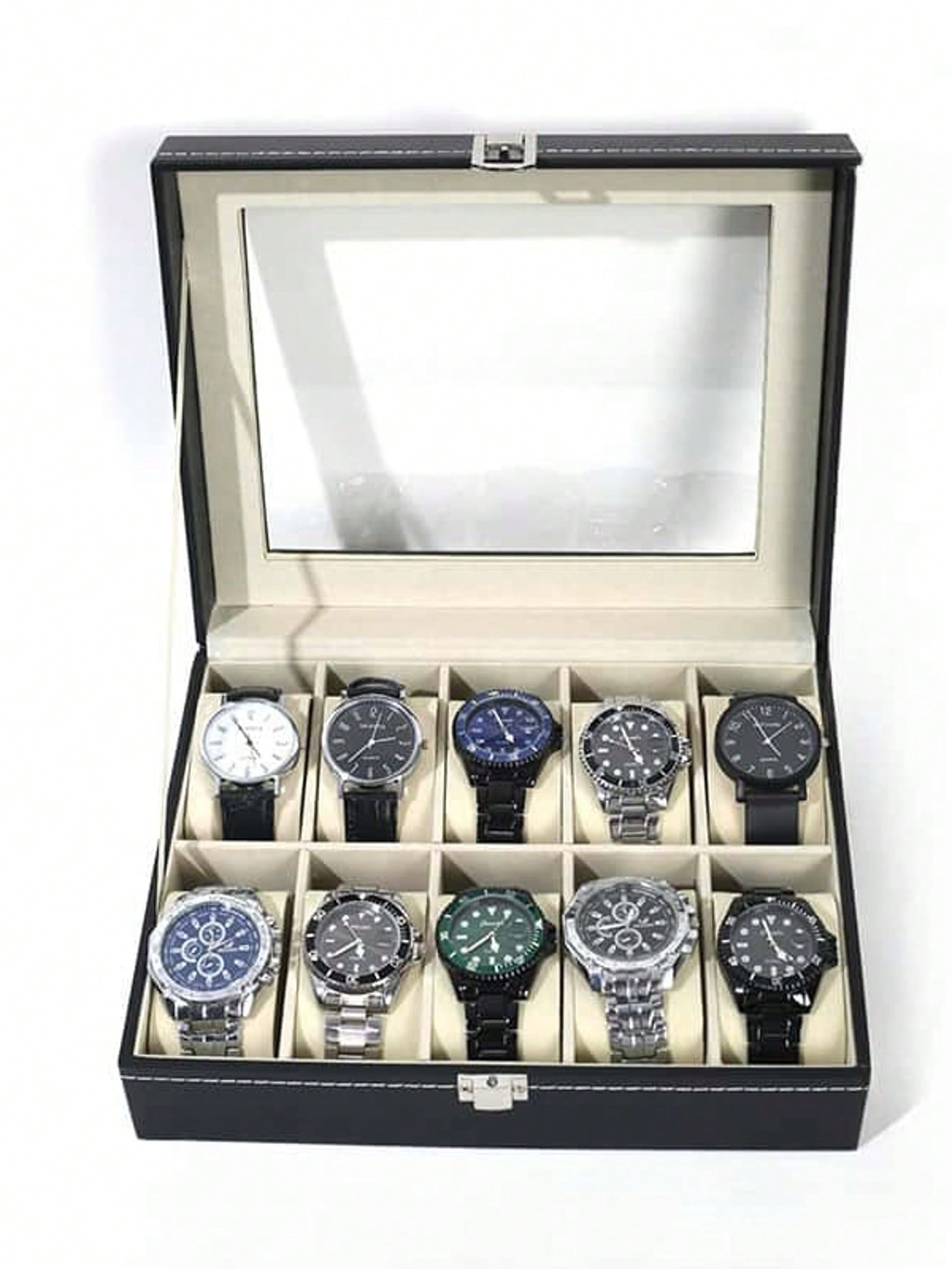 Jewels On Watches - Skórzane pudełko na zegarki z zamkiem,
