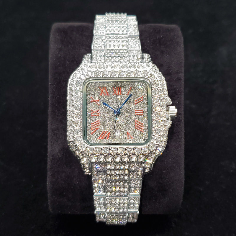 Jewelry Clasp Watches - Luksusowe diamentowe zegarki damskie, modny srebrny