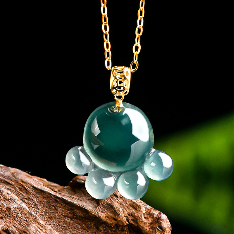 Jewelry & Watches Sp Zo O - Naturalny Prawdziwy Szmaragdowy Niebieski Jadeitowy Wisiorek