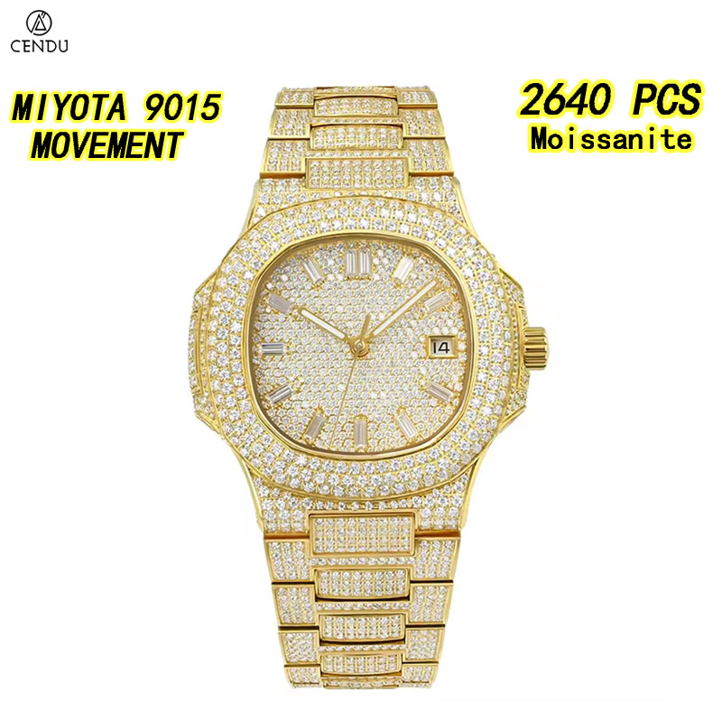 Vvs Jewelry Watches - Luksusowy męski zegarek mechaniczny z pełnym
