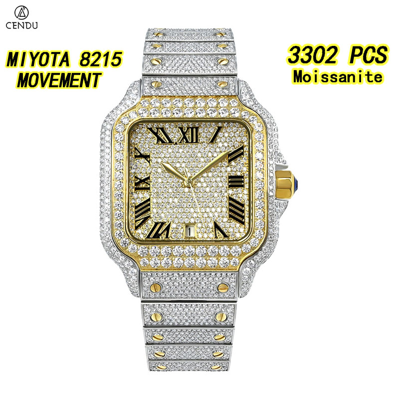 Vvs Jewelry Watches - Luksusowy męski zegarek z moissanitem VVS,
