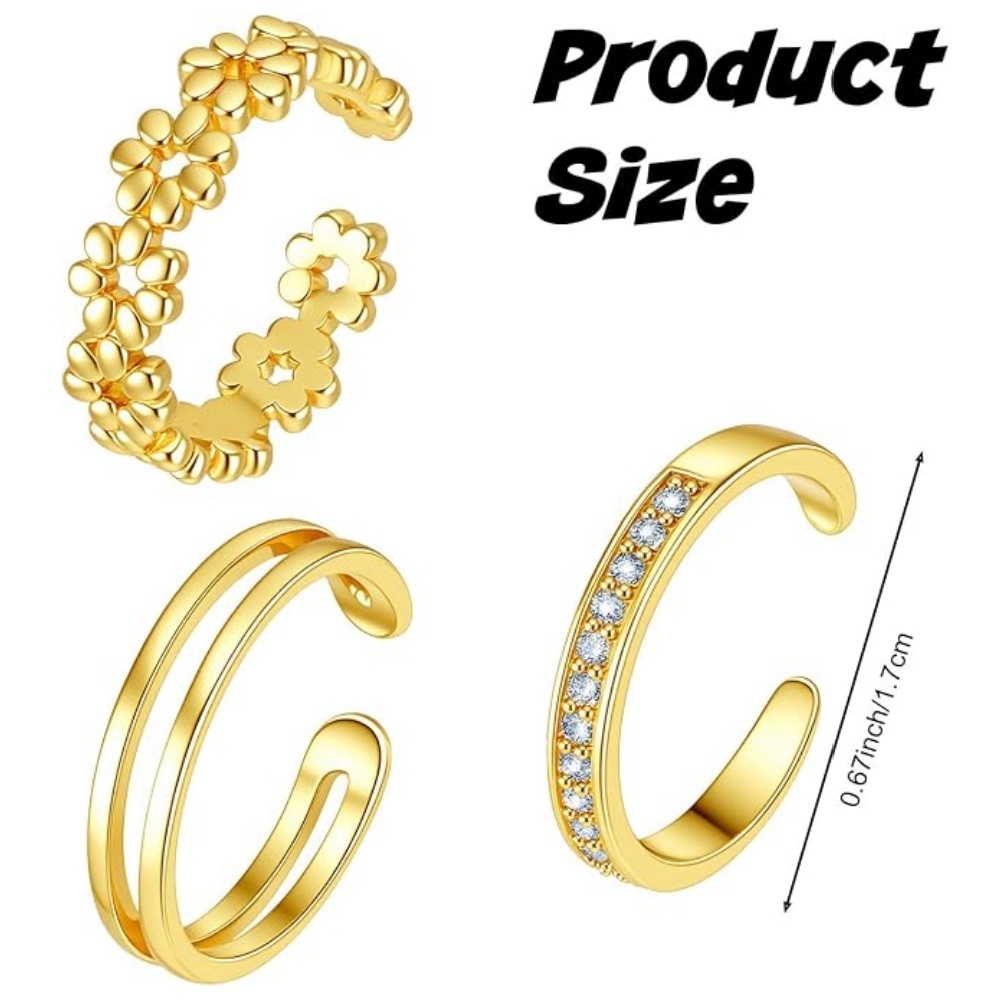 Zestaw 3 złotych, otwartych, r – Minimalist Ring Stackable recenzja i cena