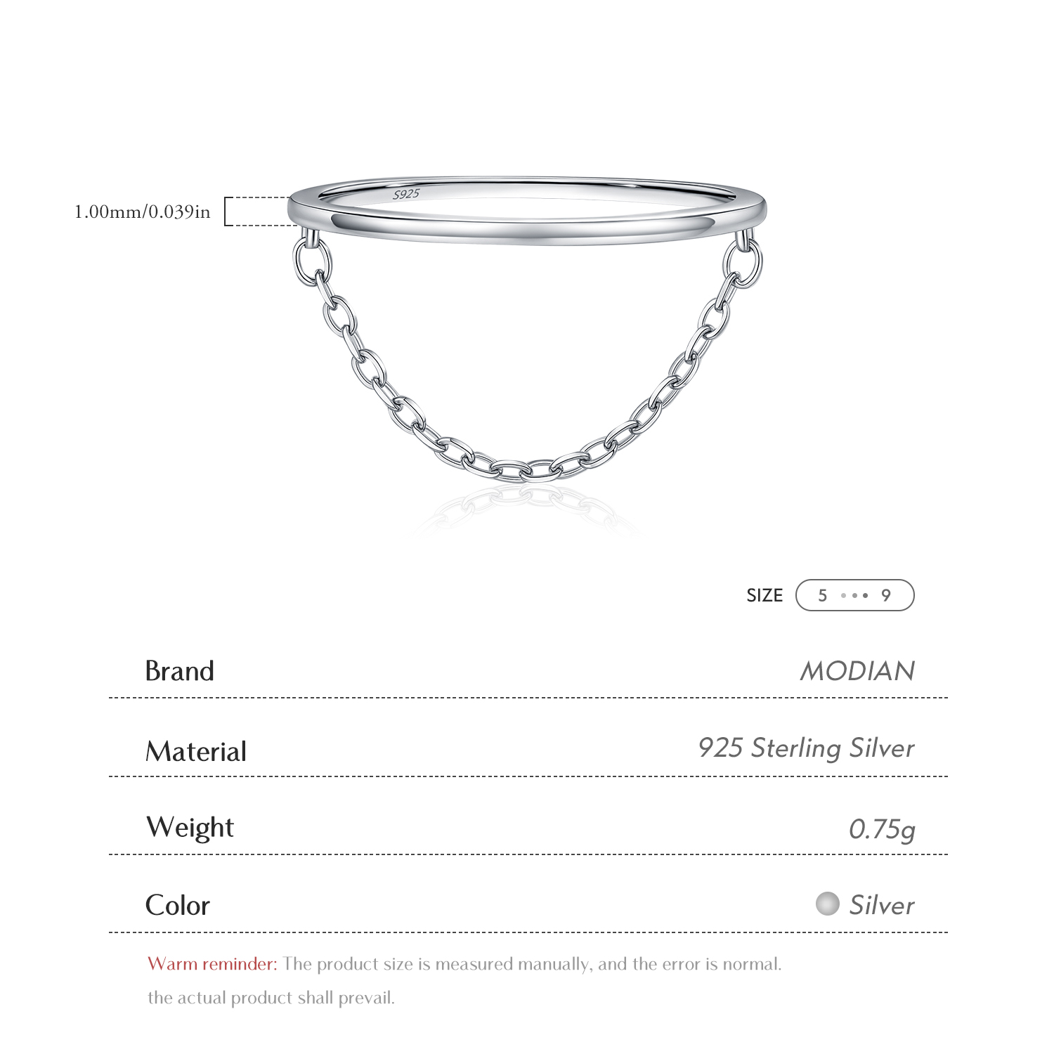 MODIAN Srebro Próby 925 Pierśc – Minimalist Ring Stackable recenzja i cena